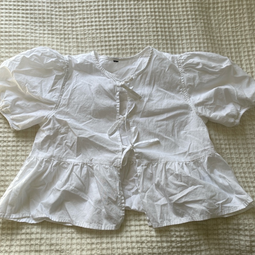 White Poplin Tie Front Blouse!🎀